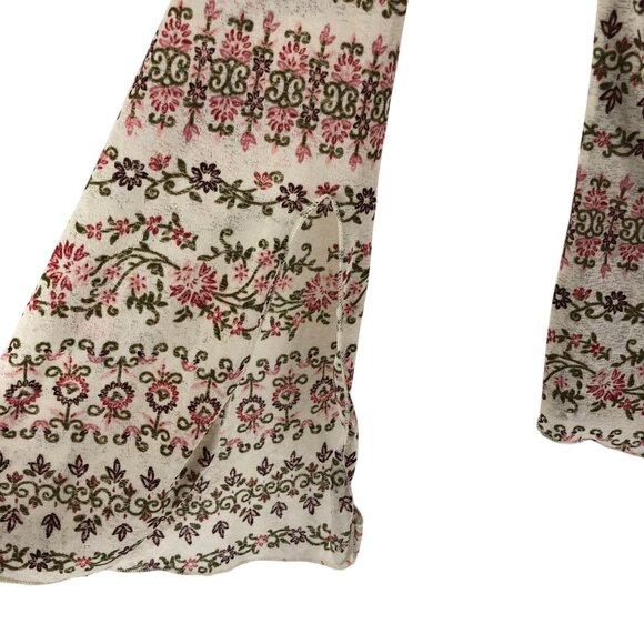 Necessary Objects Womens Top Vintage Y2K Bell Sleeve Sheer Ivory Floral M - Picture 2 of 5